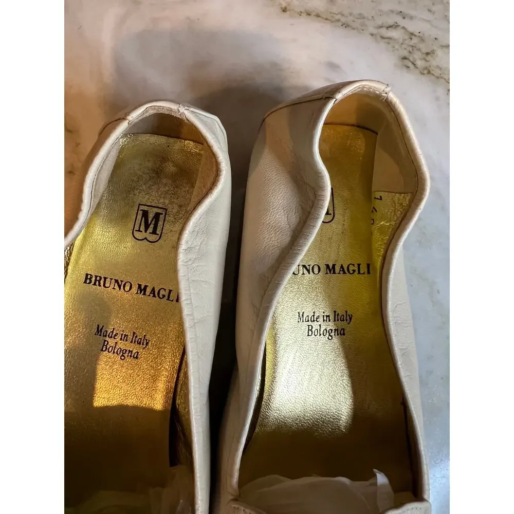 Bruno Magli ivory kid leather loafers